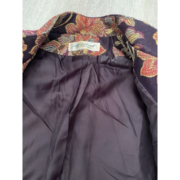 Coldwater Creek Gold Metallic Floral Jacquard Zip Mandarin Collar Lined Jacket S - Picture 8 of 9